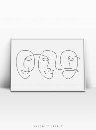 Artwork Black And White Face Drawing Abstract Carnival Face Printable One Line Child Like Drawing Print Black White Artwork Minim Black And White Artwork Minimalist Painting Abstract Art Prints