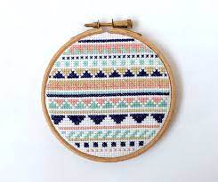 The search of embroidery patterns, cross. Pastel Cross Stitch Aztec Pattern Framed By Stitchcity On Etsy 12 00 Kanavice Tasarimlari Kanavice Desenler