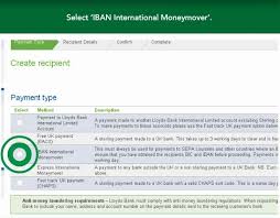 Iban International Payment Recipient Lloyds International