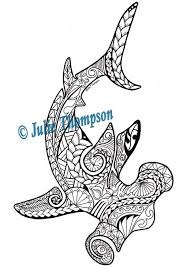 For shark lovers and underwater enthusiasts alike, learn a cool new species of shark with a fun coloring page. Tribal Hammerhead Shark Hand Drawn Printable Coloring Page Etsy