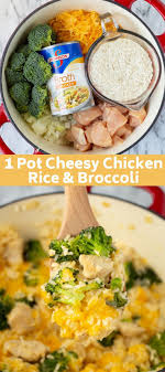 One Pot Cheesy Chicken Rice And Broccoli In 2020 Cheesy Chicken Rice Recipes One Pot Meals