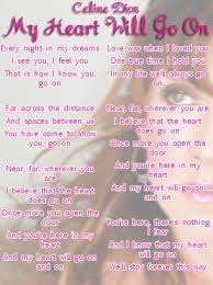 Celine Dion My Heart Will Go On Lyrics Sheet Great Song Lyrics Favorite Lyrics Lyrics