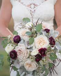 Plum sola bouquet, plum lavendar champagne sola bouquet, burlap lace, alternative bouquet, bridal accessories, keepsake bouquet, weddings. Plum Gray Blush And Cream Bridal Bouquet By Plum Sage Flowers With Touches Of Burgundy An Cream Wedding Bouquet Wedding Bouquets Pink Flower Bouquet Wedding