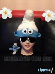 Trumpets sounded and the spell of the wizard was. Look New Crochet Smurfs Bun Hair Hat Beanie Cap Blue Smurf One Size Ebay
