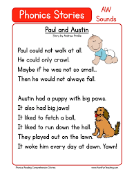 Research has shown that students who are taught to read using a blended technique grow up to be stronger readers and writers. Free Phonics Reading Comprehension Aw Sounds Pdf