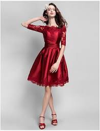 Australia Formal Dresses Cocktail Dress Party Dress Burgundy Plus Sizes Dresses Petite Ball Gown Bateau Short Knee Length Satin Satin Burgundy