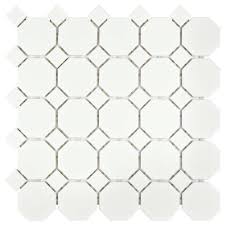 Black And White Porcelain Mosaic Tile Merola Tile Metro Octagon Matte White And Black 11 1 2 In X 11 1 2 In X 5 Mm Porcelain Mosaic Tile 9 38 Sq Ft Case Fxlm2owd The Home Depot Porcelain Mosaic Tile Mosaic Flooring Porcelain Mosaic