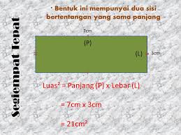 Terdapat dua pasang sisi yang posisinya sejajar dan sama panjang. Ruang