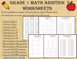 1st Grade Addition Worksheets 56 Worksheets With Answers Etsy Math Addition Math Addition Worksheets Kids Math Worksheets