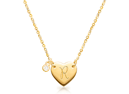 Cute initial and heart charms, crafted in 14k gold. Heart Of Gold Engraved Children S Necklace For Girls Free Personalization 14k Gold