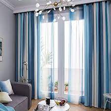 Buy now pay later option available. Double Layer Curtains With White Sheer For Living Room Blackout Window Treatment Grommet Top Mix And Match Curtain 2 Curtains And 2 Sheer Curtains Blue 150 270cm Amazon Co Uk Home Kitchen