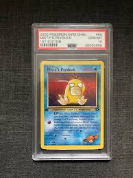 Aug 20, 2021 · psyduck debuted in sigh for psyduck, where it was brought back to life by koga's gastly in the pokémon tower.it first appeared to red like a normal psyduck, until it attempted an assault on him, during which its eyeballs suddenly sunk into its eye sockets and some skin fell off, revealing its bones. Auction Prices Realized Tcg Cards 2000 Pokemon Gym Challenge Misty S Psyduck 1st Edition