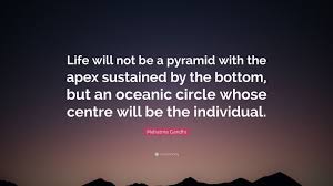 Recognition is powerful, as long as it's authentic and list of top 11 famous quotes and sayings about inverted pyramid to read and share with friends on your. Mahatma Gandhi Quote Life Will Not Be A Pyramid With The Apex Sustained By The Bottom But An Oceanic Circle Whose Centre Will Be The Individ