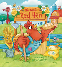 Baking, buzzing, and barnyard charm fill this adorable book cover art for The  Little Red Hen by Nikki Boetger @nikkiboetger.illustrations🐔🌾🍞 Nikki is  an illustrator for children's books. Check out this artist's portfolio