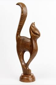 Modern Wooden Cat Sculpture Wood Sculpture Sculpture Wooden Art