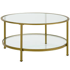 White/acorn medium round marble coffee table. Crosley Aimee 36 Round Glass Top Accent Coffee Table In Antique Gold Cf1308 Gl
