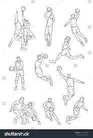 Vector Set Of Basketball Players Sketch And Drawing Ad Sponsored Basketball Set Vector Drawi Basketball Drawings Drawing Sketches Watercolor Art Lessons