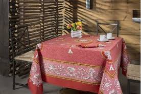 Voltaire Red Luxury French Tablecloths By Beauville Christmas And Holiday Tablecloths Made In France French Tablecloths French Table Linens Table Cloth