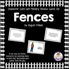 Character Card Sort Memory Review Game For Fences By August Wilson