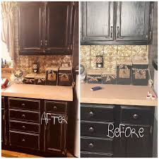 A master painter offers tips on how to paint kitchen cabinets. Distressing Kitchen Cabinets Before And After Primitive Style Color Black Cabinets Paint Black Budget Kitchen Remodel Primitive Kitchen Kitchen Cabinet Colors