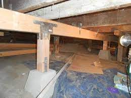 *i know now i used the cinder blocks wrong! Fixing Sagging And Rotten Floor Joists Youtube Floor Joists Updating House House Foundation