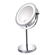 Gospire 10x Magnified Lighted Makeup Mirror Double Sided Round Magnifying Mirror Standing 360 Degree Makeup Mirror With Lights Magnifying Mirror Makeup Mirror