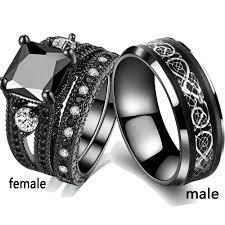 Couple Rings Black Titanium Steel Mens Wedding Band Womens Wedding Ring Sets Black Ring Mens Wedding Bands Womens Wedding Ring Sets Wedding Rings For Women
