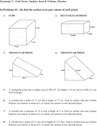 Unit 11 volume and surface area homework 6 answer key me unit 11 volume and surface area homework 6 answer key write my essay! In Problems 1 4 Find The Surface Area And Volume Of Each Prism Pdf Free Download