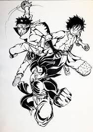 In the beginning stages, don't press down too hard. Goku X Naruto X Luffy Anime Crossover Luffy Anime Art