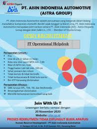 Mengenai gaji pt cabinindo putra tambun sudah cukup terjamin. Loker Cikarang Pt Aisin Indonesia Automotive Info Lowongan Kerja Gratis