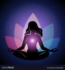 Human Silhouette In Yoga Pose With Lotus Flower And Night Sky On Background Vector Illustration Download A Free Previ Mandala Design Art Lotus Pose Reiki Art
