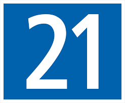 21 (number), the natural number following 20 and preceding 22. 21