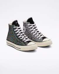 Black And White Striped Converse Converse X Jw Anderson Glitter Chuck 70 High Top Black White Egret Converse Glitter Converse Women Shoes