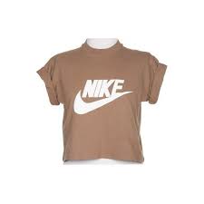 Rokit Recycled Brown Nike Cropped T Shirt Vintage Clothing From Rokit Rokit Recycled Brown Nike Crop Beige T Shirts Nike Shirts Women Vintage Tee Shirts