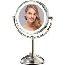 Conair round makeup mirror with lights. Amazon Com Vesaur Professional 10 Large Tall Size Lighted Makeup Mirror 5x 2 Sided Magnifying Vanity Mirror With 48 Led Lights Senior Pearl Nickel Cosmetic Mirror Brightness Adjustable 0 1100lux Beauty