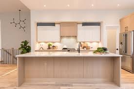 Beautiful Modern Kitchen With White Oak Cabinetry Mixed Materials And Simple Design Create Your Mod Modern Kitchen Design Oak Floor Kitchen Light Oak Floors
