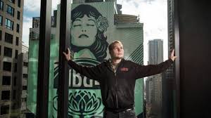 American Artist Shepard Fairey In Sydney With The Peace Waratah His Largest Ever Public Art Mural Shepard Fairey Artist American Artists