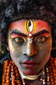 The painted man, Kolkata, India. (Image