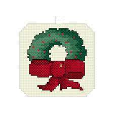 Small christmas cross stitch patterns. Christmas Wreath Ornament Cross Stitch Pattern By Thomas Beutel Crosstitch Com