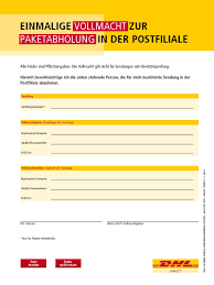 Zuhause ausdrucken und auf die sendung kleben. Vollmacht Fur Post Abholen Muster