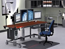 Workstation Three Monitors Height Adjustable Radiology Workstation With Monitor Mounts Sit Stand Desk Workstation Home