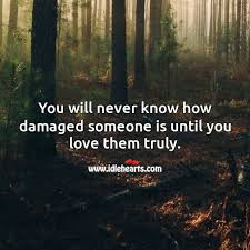 So there's the thought for the weekend: You Will Never Know How Damaged Someone Is Until You Love Them Truly Idlehearts
