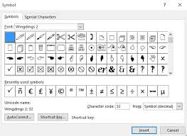 Wingdings 2 Characters 2019