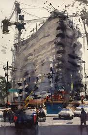 Alvaro Castagnet Dallas Texas 2016 Painting Paisaje Urbano Ciudad De Acuarela Arte De Acuarela