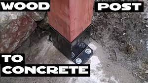 How To Attach Wood Posts X2f Railing To Concrete With Simpson Strong Tie E Z Base Youtube Wood Post Concrete Porch Fence Post Installation