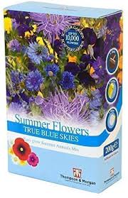 Flowers to grow in summer. Blue Summer Flowers True Blue Skies Mix Blue Colour Theme Easy Grow Summer Annuals Mix Scatter Pack 1 X 200g Pack By Thompson And Morgan Amazon Co Uk Garden Outdoors
