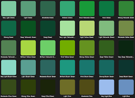 names used commonly for different shades of green in 2019