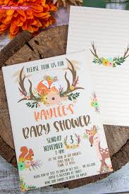 Our woodland baby shower invitations feature owls and racoons, foxes and fawns, and more. Woodland Baby Shower Invitation Printable Press Print Party