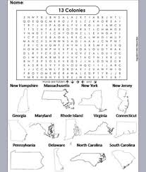 13 Colonies Word Search Coloring Book Childrens Word Search 13 Colonies History Word
