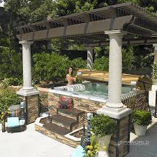 This Is Beautiful Use Stone To Match The Wall And Fire Place And Reclaimed Wood Hot Tub Patio Hot Tub Garden Hot Tub Backyard